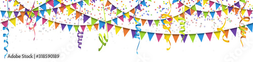 seamless colored garlands, confetti and streamers background