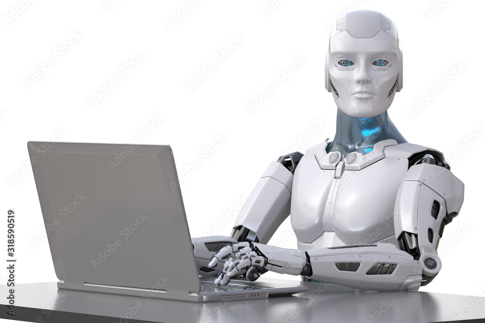 The robot works with a laptop The robot works with a laptop