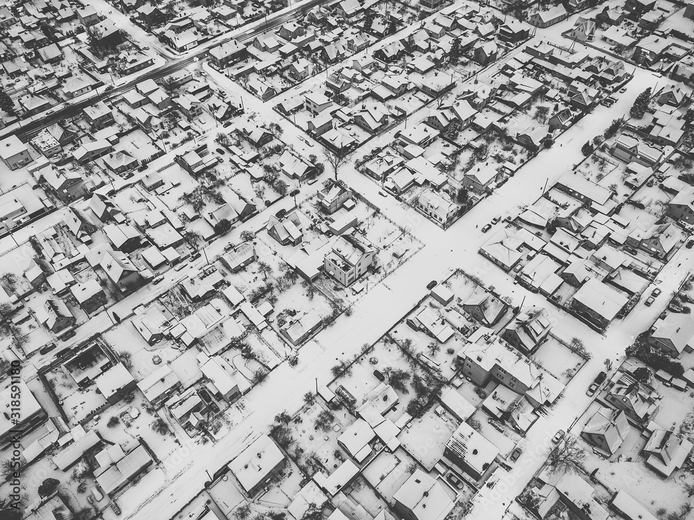Obraz premium City after heavy snow