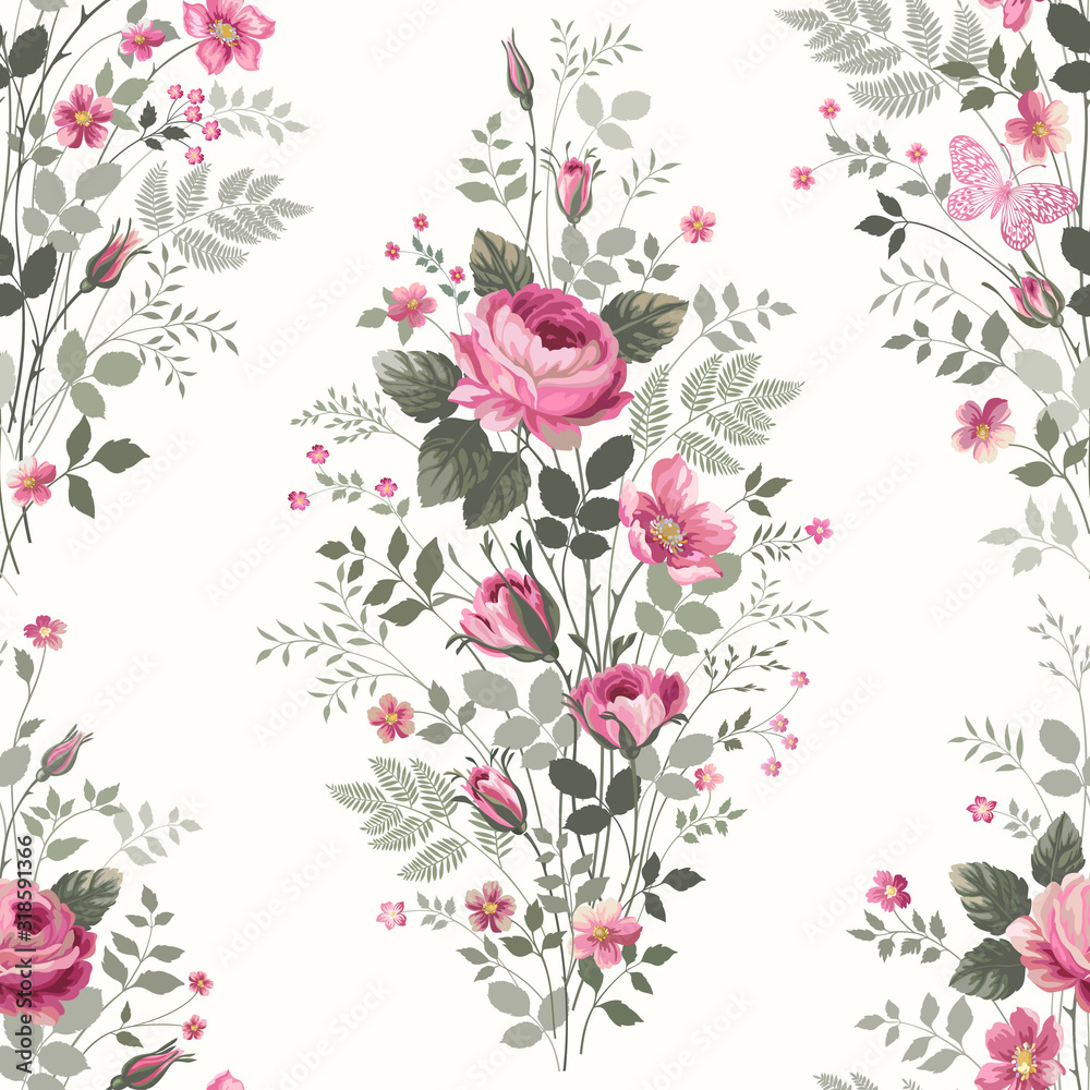 seamless floral pattern with roses