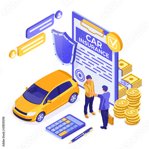 Car Insurance Isometric Concept