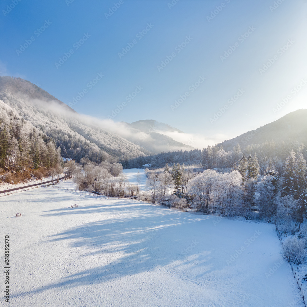 Winterlandschaft bei Ebensee im Salzkammergut