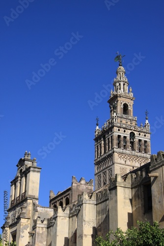 Giralda bell tower of Seville Cathedral, the largest Gothic Cathedral in Europe