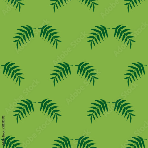 Seamless pattern with green branches on light green background for fabric, textile, clothes, tablecloth, post cards and other things. Endless background for your design. Vector image. © Asahihana