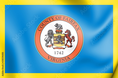 3D Flag of Fairfax County (Virginia), USA. 3D Illustration. photo