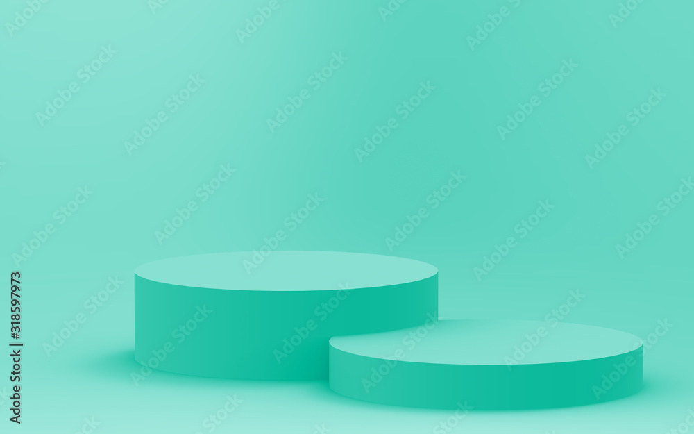 3d green bright cylinder podium minimal studio background. Abstract 3d geometric shape object illustration render. Display for food natural product. 3d green bright cylinder podium minimal studio background. Abstract 3d geometric shape object illustration render. Display for food natural product.