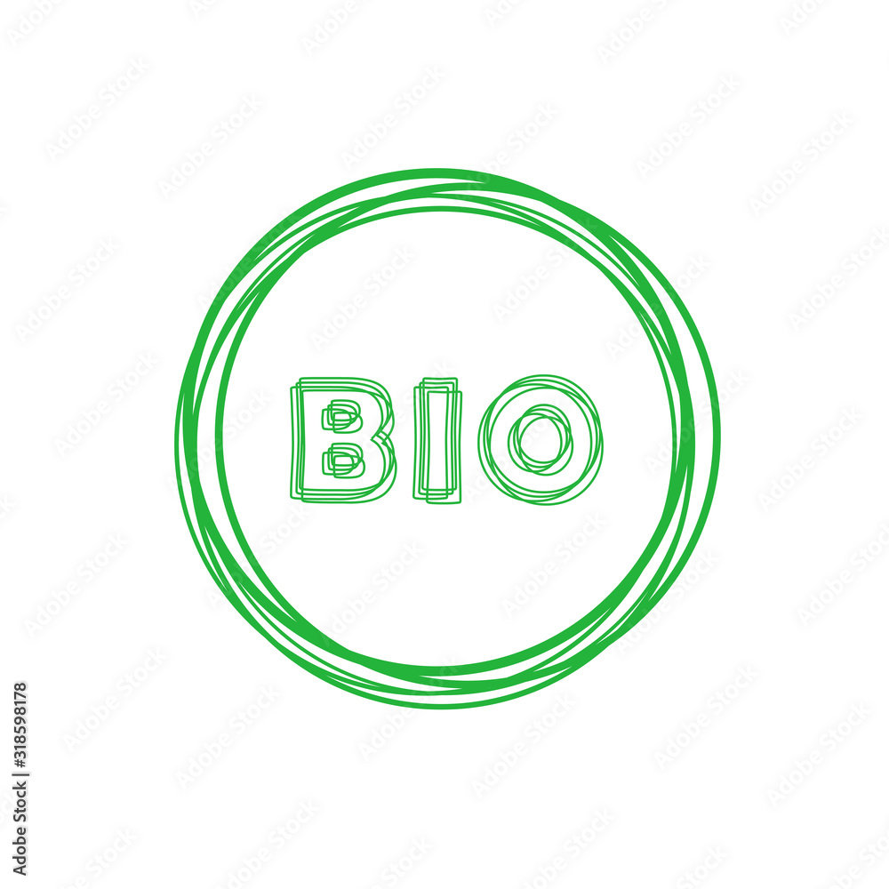 Bio lines circle green badge. Design element for packaging design and promotional material. Vector illustration. Bio lines circle green badge. Design element for packaging design and promotional material. Vector illustration.