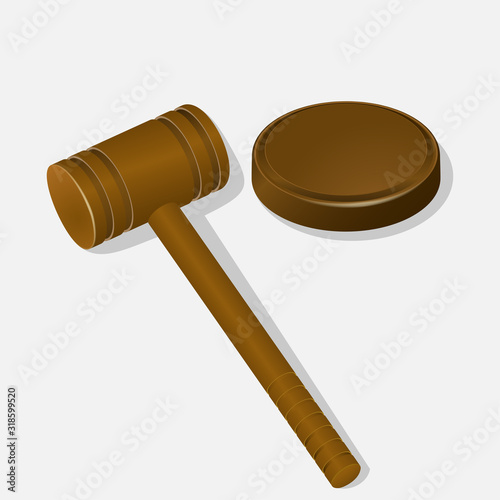 Judge 's wooden hammer.