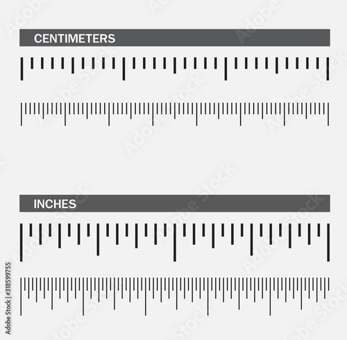 Centimeters and Inches,  Rulers Vector