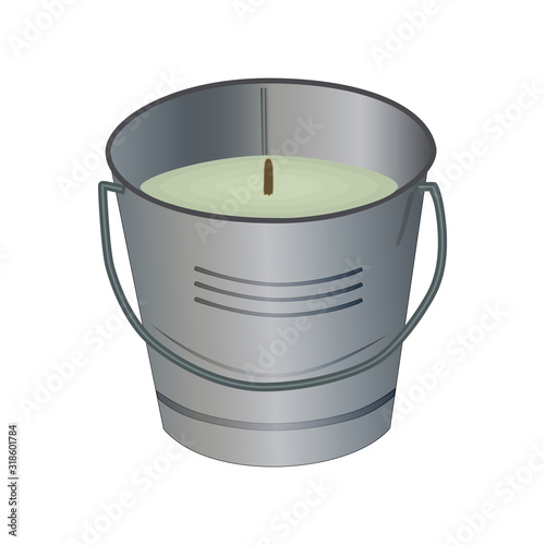 Citronella bucket candle isolated on white background. Citronella candles used as mosquito repellent. Natural plant based insect repellent. Mosquito repellent candles. Stock vector illustration