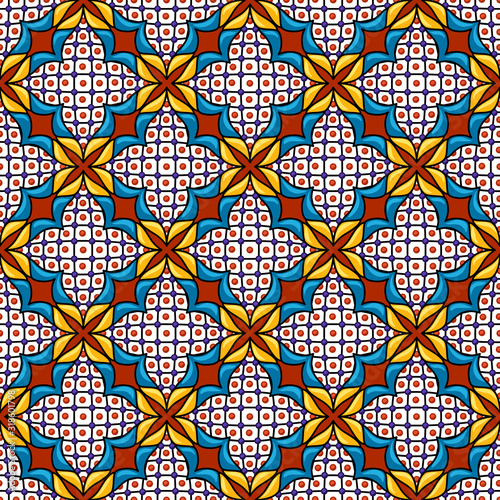 Mexican talavera seamless pattern. Decorative background with ornamental flowers.