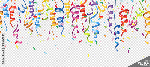 seamless confetti and streamers party background