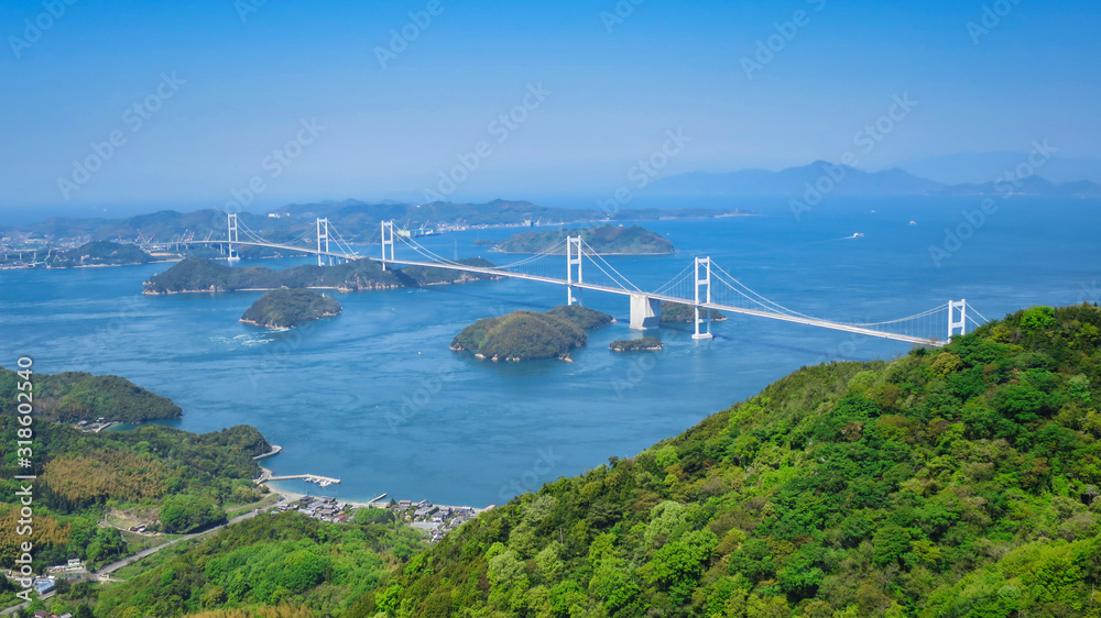 Naklejka premium しまなみ海道 瀬戸内海 海 橋