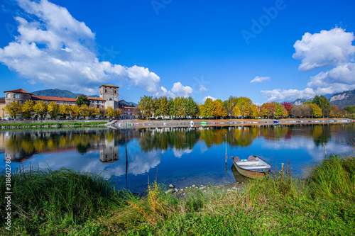 Brivio landscape reflected on the Adda river