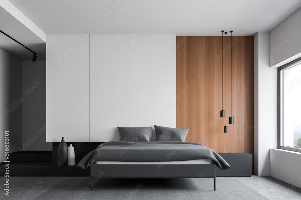 White and wooden master bedroom interior White and wooden master bedroom interior