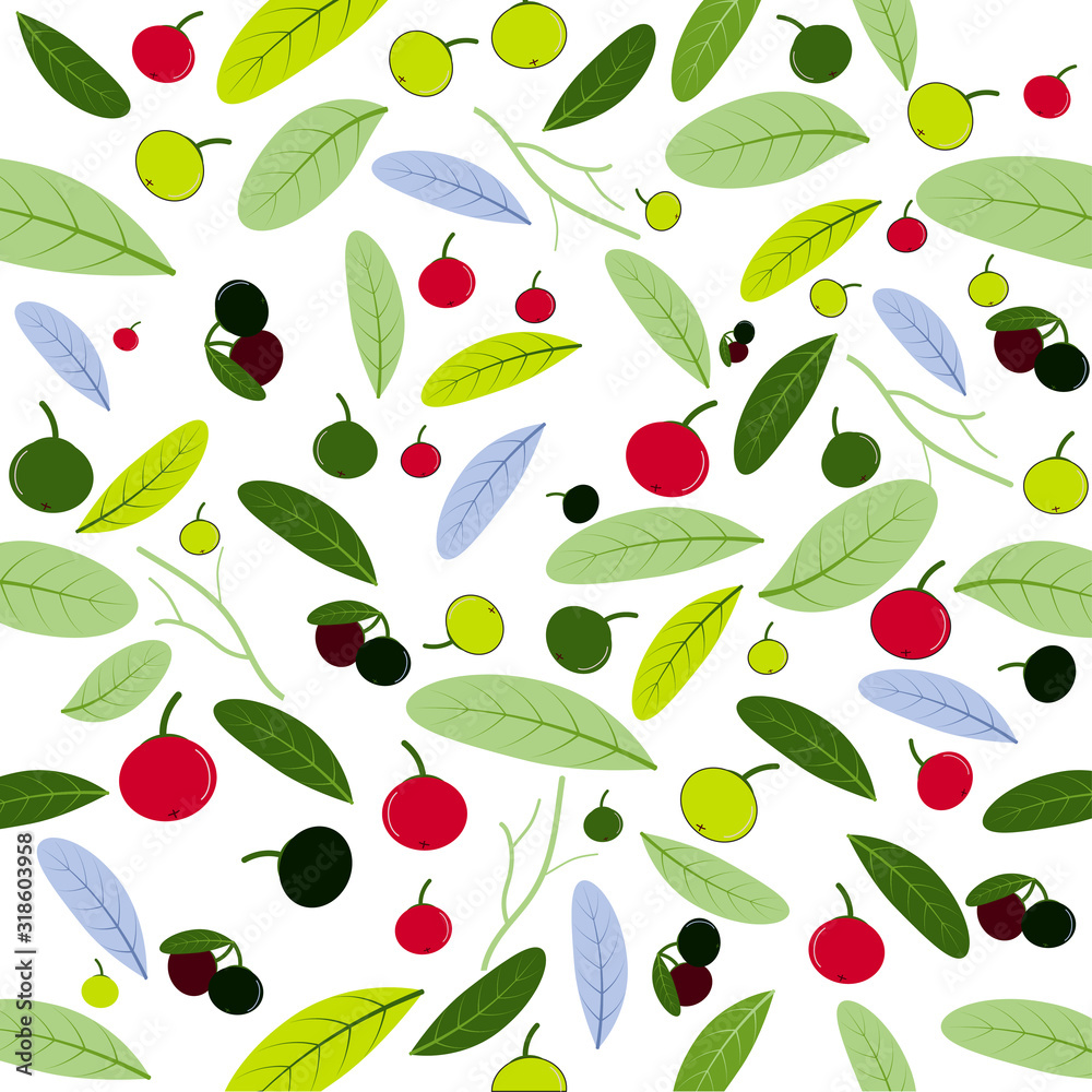 leaves and fruits seamless pattern decoration. leaves background with EPS 10 leaves and fruits seamless pattern decoration. leaves background with EPS 10