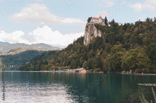 Alps mountains tranquil summer view from Julian Alps, Slovenia.