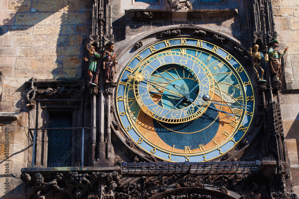 Closeup of astronomical dial of Prague Orloj