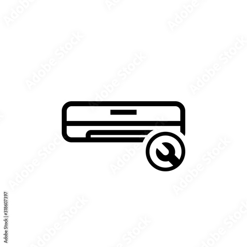 Broken air conditioner outline icon. Clipart image isolated on white background