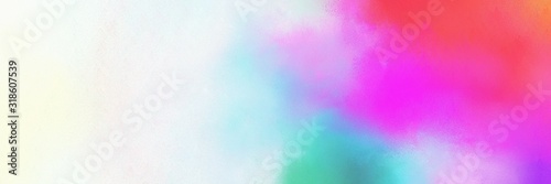 colorful vibrant grunge horizontal background design with neon fuchsia, white smoke and medium turquoise color