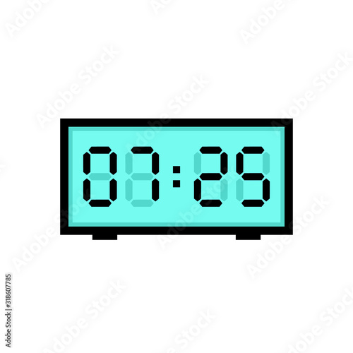 Digital alarm clock displaying 7:25. Clipart image isolated on white background