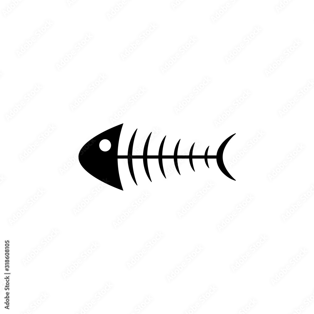 Fish bone silhouette icon. Clipart image isolated on white background