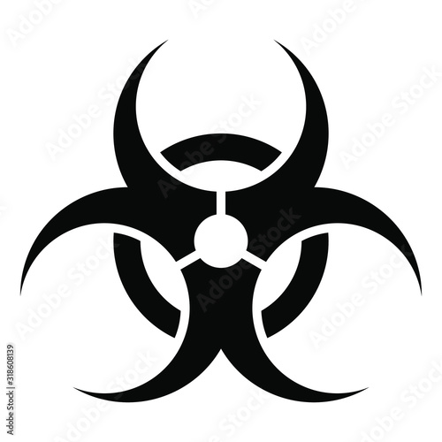 Biohazard warning icon. Medical waste caution symbol. Biological contamination danger sign. Vector illustration image. Isolated on white background.