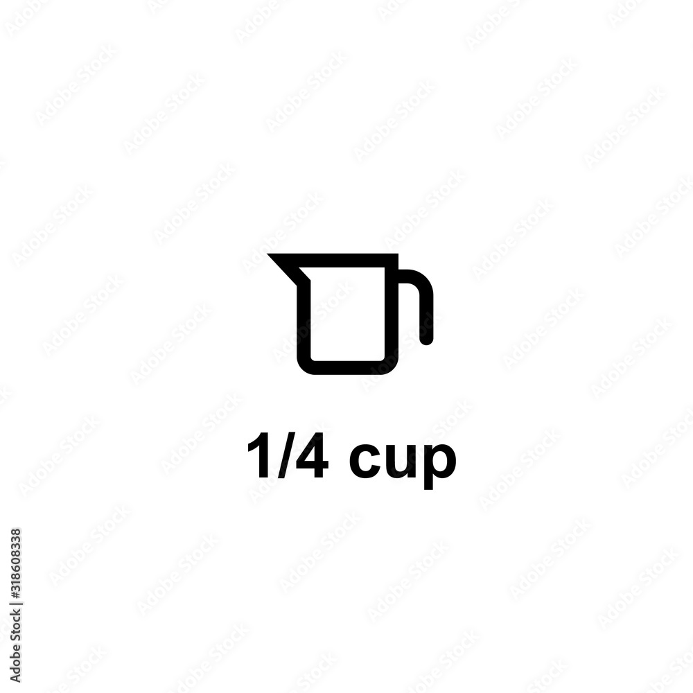Measuring 1/4 cup outline icon. Clipart image isolated on white background Measuring 1/4 cup outline icon. Clipart image isolated on white background