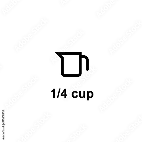 Measuring 1/4 cup outline icon. Clipart image isolated on white background