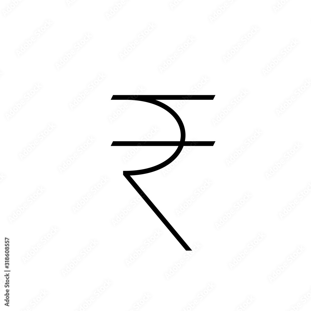 Rupee symbol thin line icon. Clipart image isolated on white background