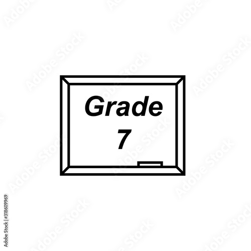 School desk grade 7 outline icon. Clipart image isolated on white background
