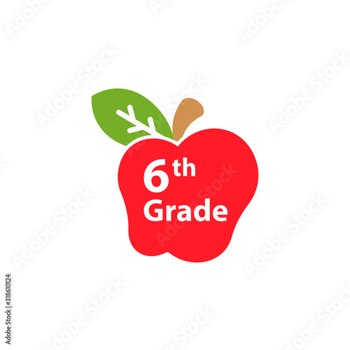 6th Grade level icon. Clipart image isolated on white background