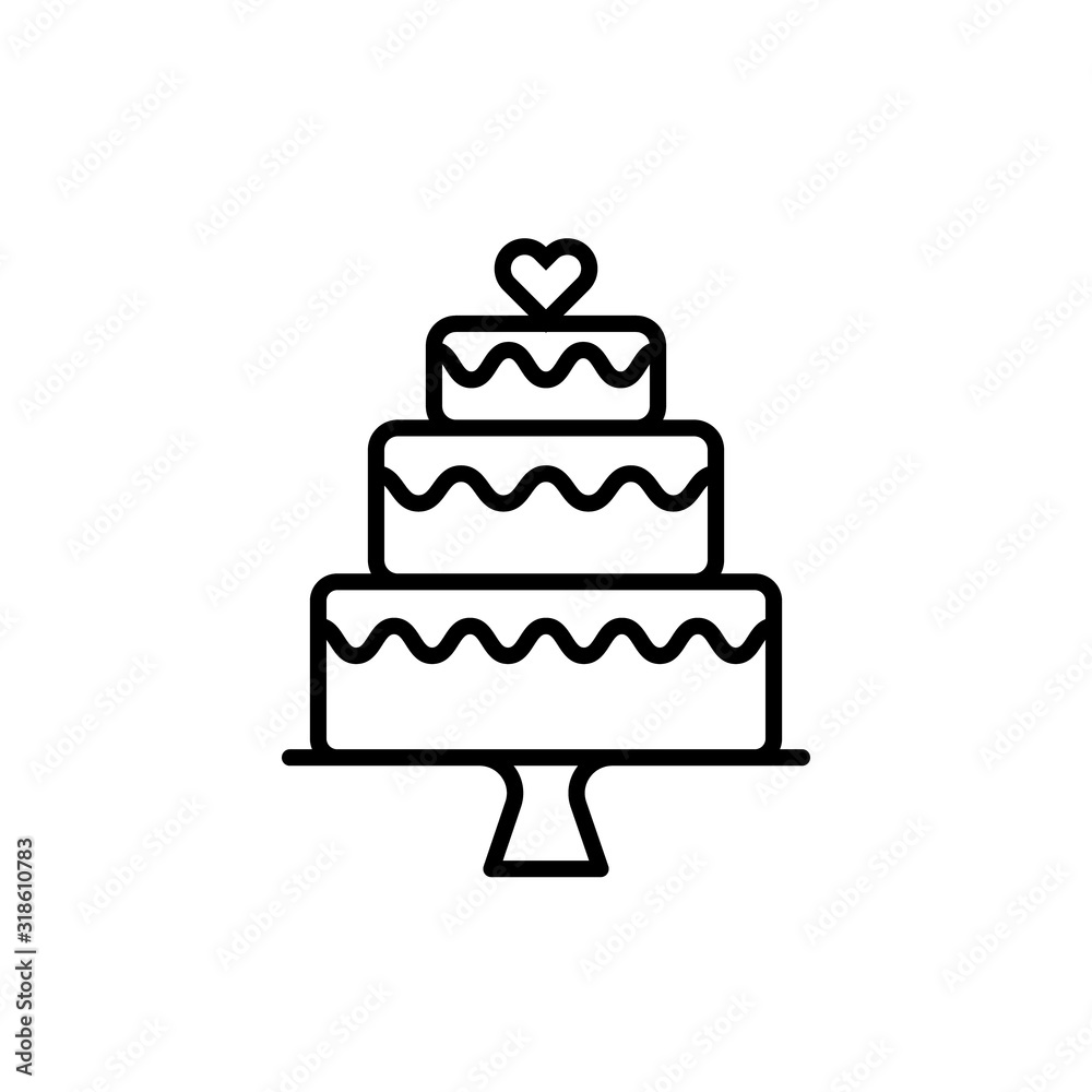 Three tier cake outline icon Clipart image isolated on white Three tier cake outline icon Clipart image isolated on white