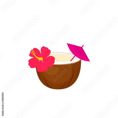Tiki drink coconut icon. Clipart image isolated on white background