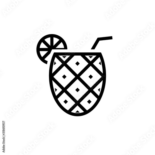 Tiki drink pineapple outline icon. Clipart image isolated on white background