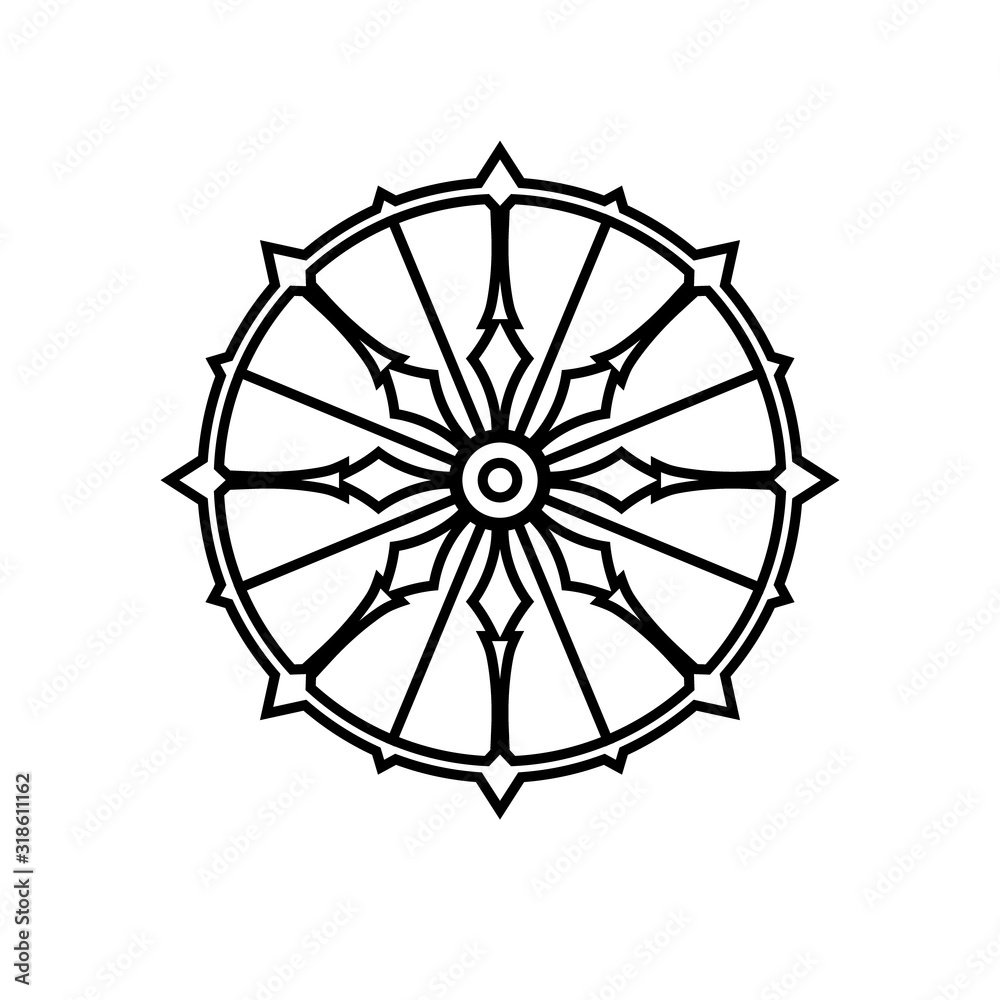 Konark wheel simple outline icon. Clipart image isolated on white background