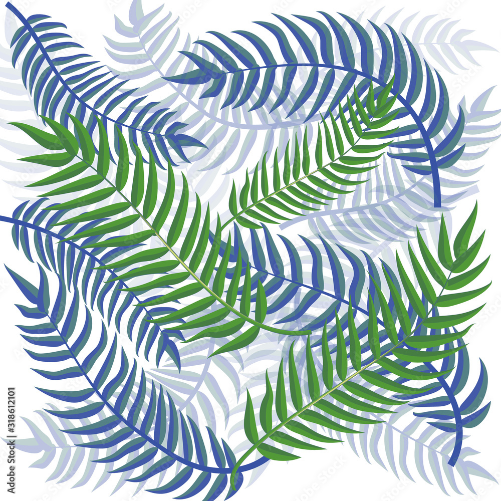 Blue-green palm tree vector pattern
