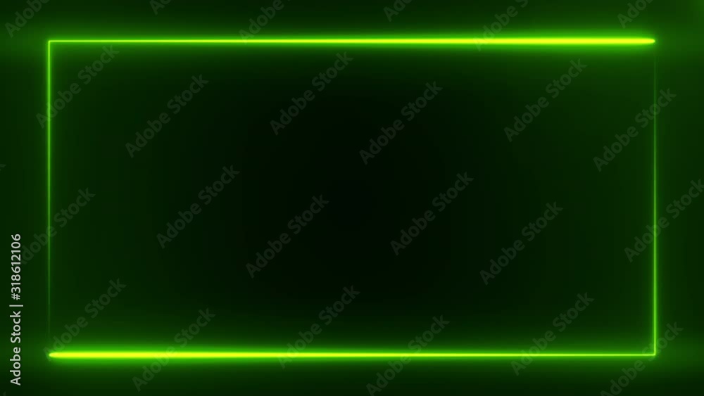 bright green color neon frame on black background, abstract 3d rendering 4K video bright green color neon frame on black background, abstract 3d rendering 4K video
