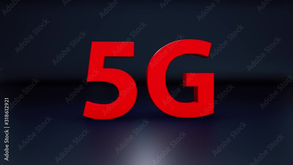 Red 3d 5G word isolated on dark blue background, concept of new technology delivering. Camera rotate near giant letters, 3d cgi 60 fps animation. Red 3d 5G word isolated on dark blue background, concept of new technology delivering. Camera rotate near giant letters, 3d cgi 60 fps animation.