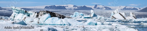Panoramique du glacier Jokulsarlon en Islande