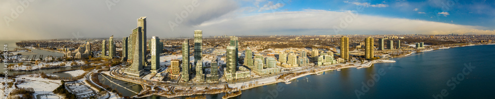 Modern architecture Toronto Canada aerial photo winter