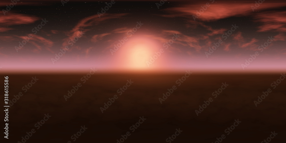 high resolution environmental 360 degree HDRI map, spherical panorama, 3d illustration background, 8k, for equirectangular projection (sunset in clear starry sky with orange clouds over dark ground) high resolution environmental 360 degree HDRI map, spherical panorama, 3d illustration background, 8k, for equirectangular projection (sunset in clear starry sky with orange clouds over dark ground)