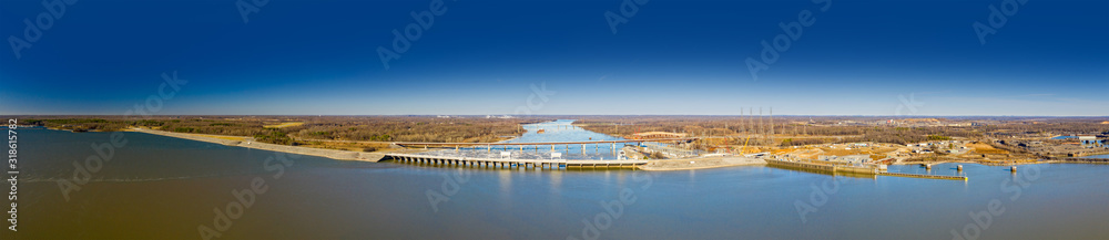 Aerial panorama of the Kentucky Dam over the Tennessee River
