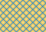 Seamless geometric pattern design illustration. Background texture. In blue, yellow, white colors.
