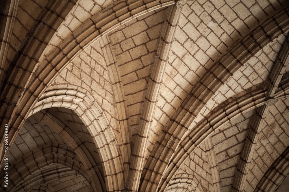 Classic Gothic ceiling structure, abstract fragment