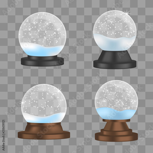 Snowglobe icons set. Realistic set of snowglobe vector icons for web design photo