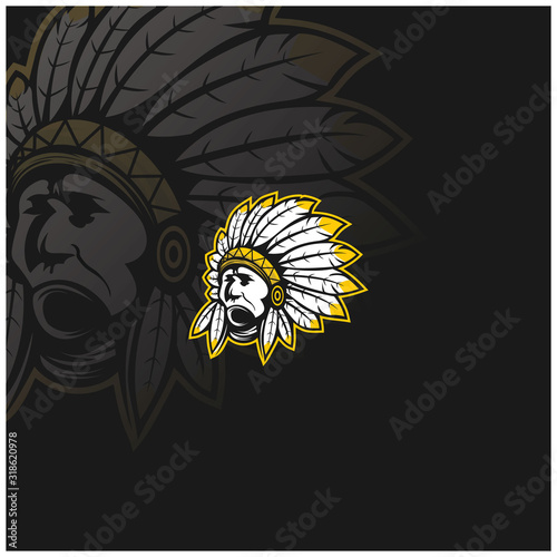 chief indian apache cherokee american head logo vector illustration photo