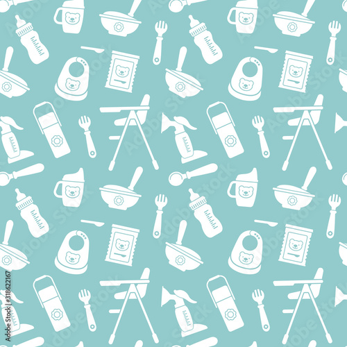 Seamless vector background on the theme of baby feeding