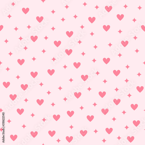 Heart pattern with diamonds. Seamless vector background