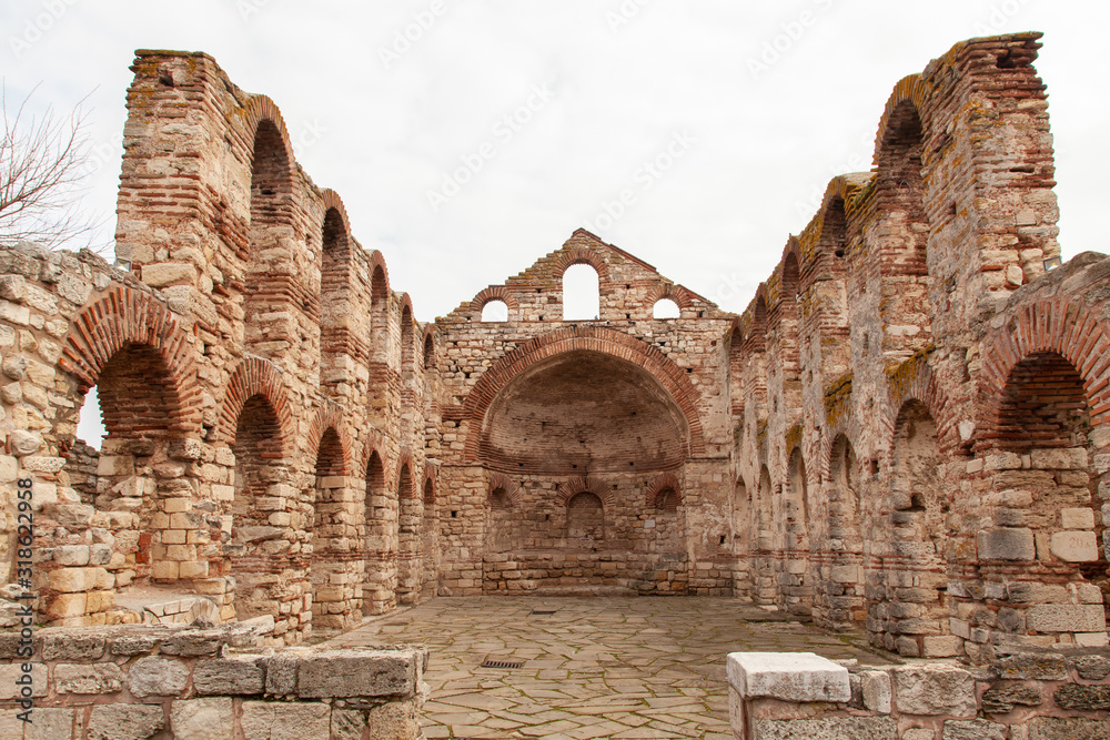 Old Byzantine church in Nessebar, ancient town on the coast of Black Sea, Bulgaria Old Byzantine church in Nessebar, ancient town on the coast of Black Sea, Bulgaria